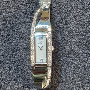 Bulova Silver Women's Watch with Crystal Accents